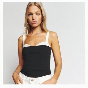 Reformation Black and White Two-Tone Camisole